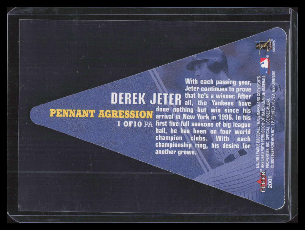 2001 Fleer Genuine Pennant Aggression 1 Derek Jeter