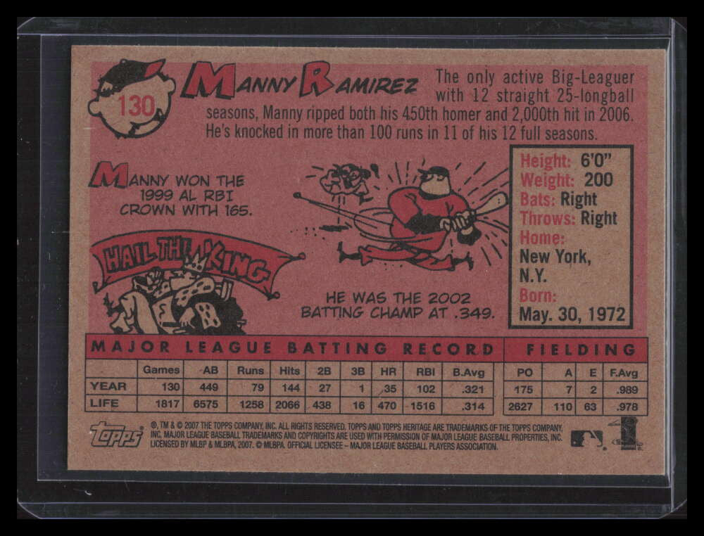 2007 Topps Heritage 130 Manny Ramirez SP