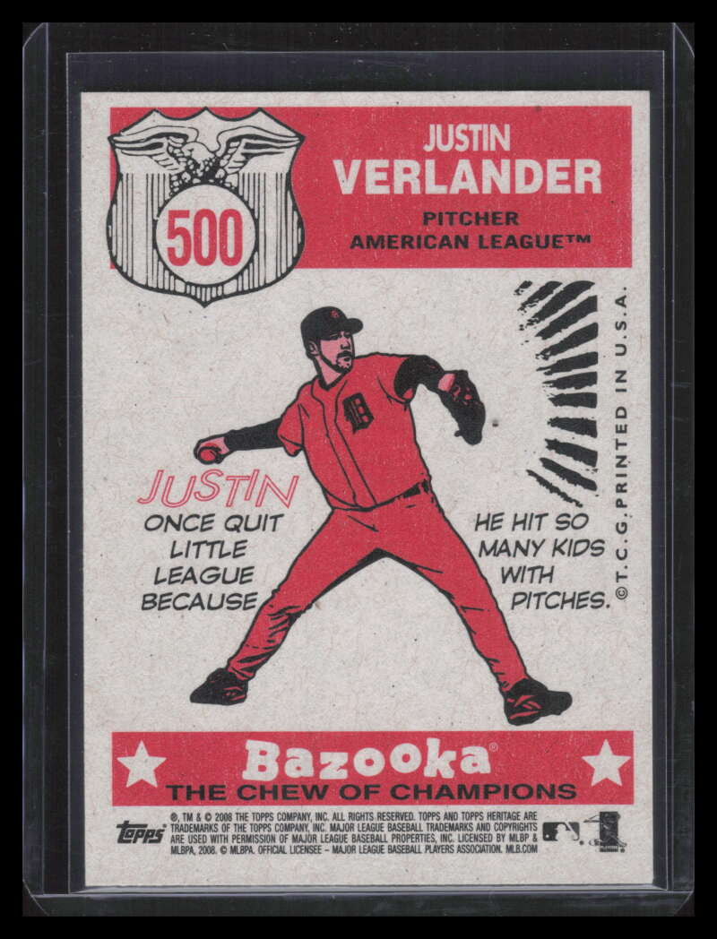 2008 Topps Heritage 500 Justin Verlander AS SP News All-Star Selection 139273