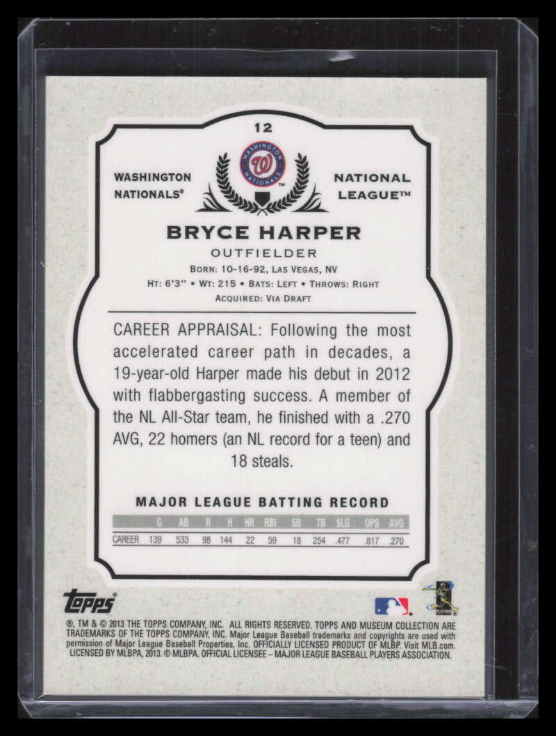 2013 Topps Museum Collection Copper 12 Bryce Harper 233/424