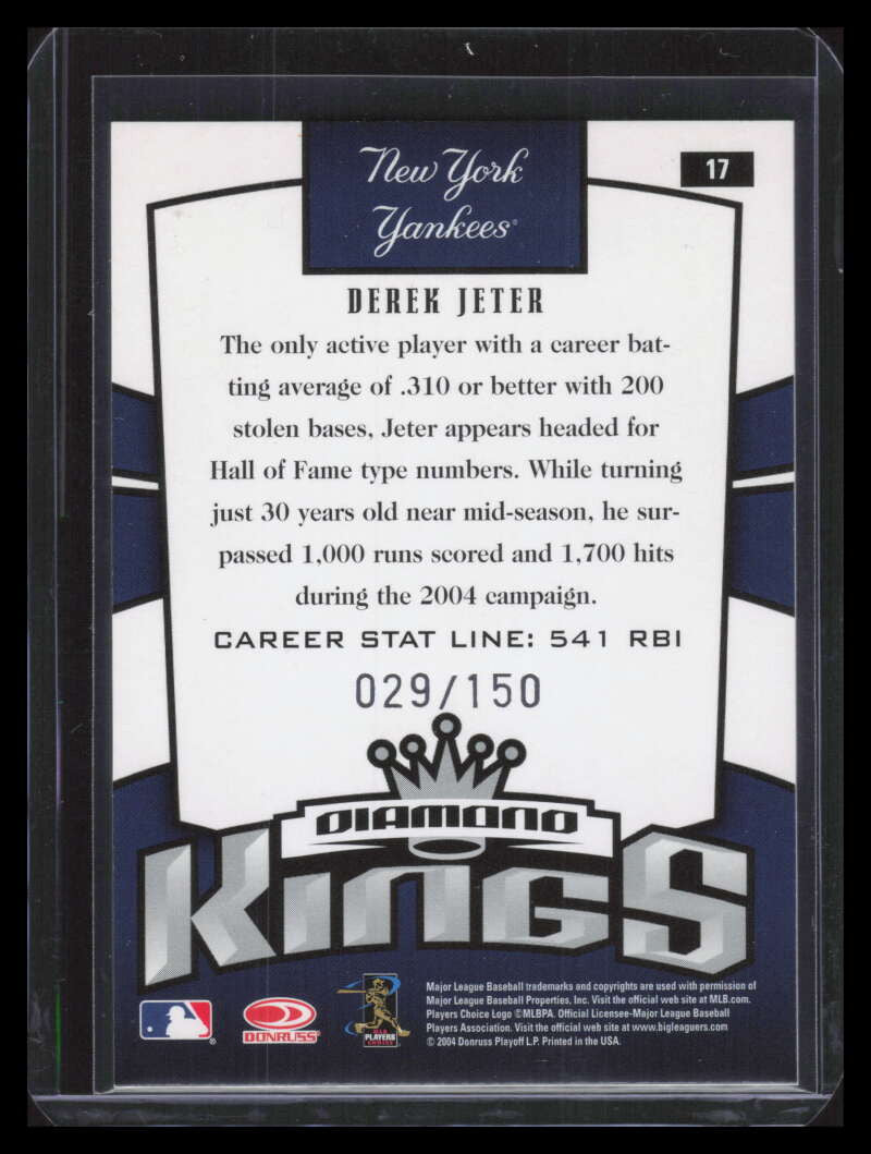 2005 Donruss Stat Line Career 17 Derek Jeter DK 29/150 Diamond Kings