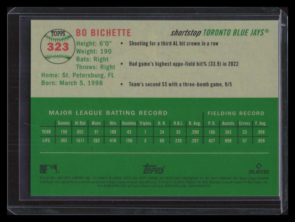 2023 Topps Chrome Platinum Anniversary Orange Refractor 323 Bo Bichette 21/25