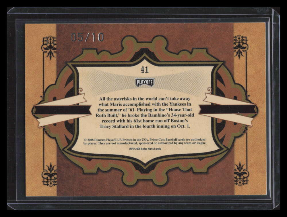 2008 Prime Cuts Icons Silver 41 Roger Maris 5/10