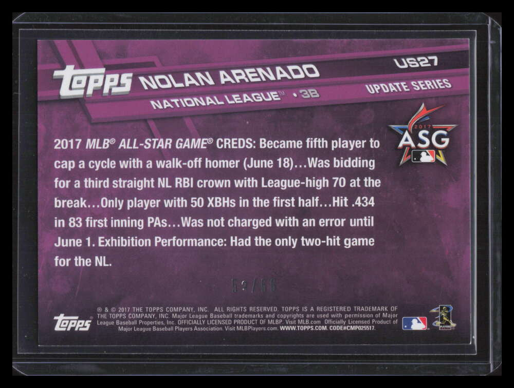2017 Topps Update Black us27 Nolan Arenado 53/66