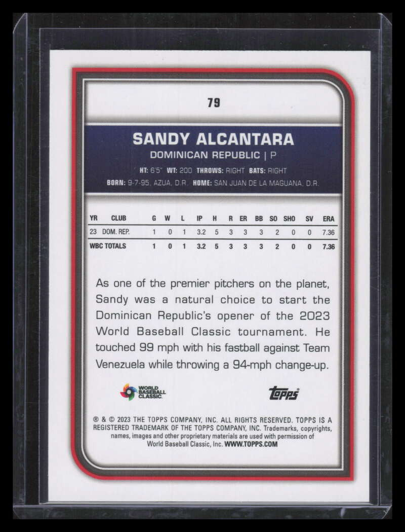 2023 Topps World Baseball Classic Black Diffractors 79 Sandy Alcantara 5/10