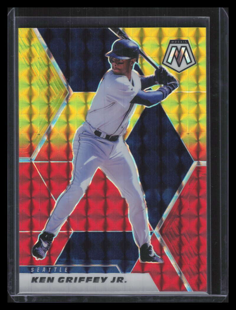 2021 Panini Mosaic Choice Fusion Red Yellow Refractor 162 Ken Griffey Jr. 58/64