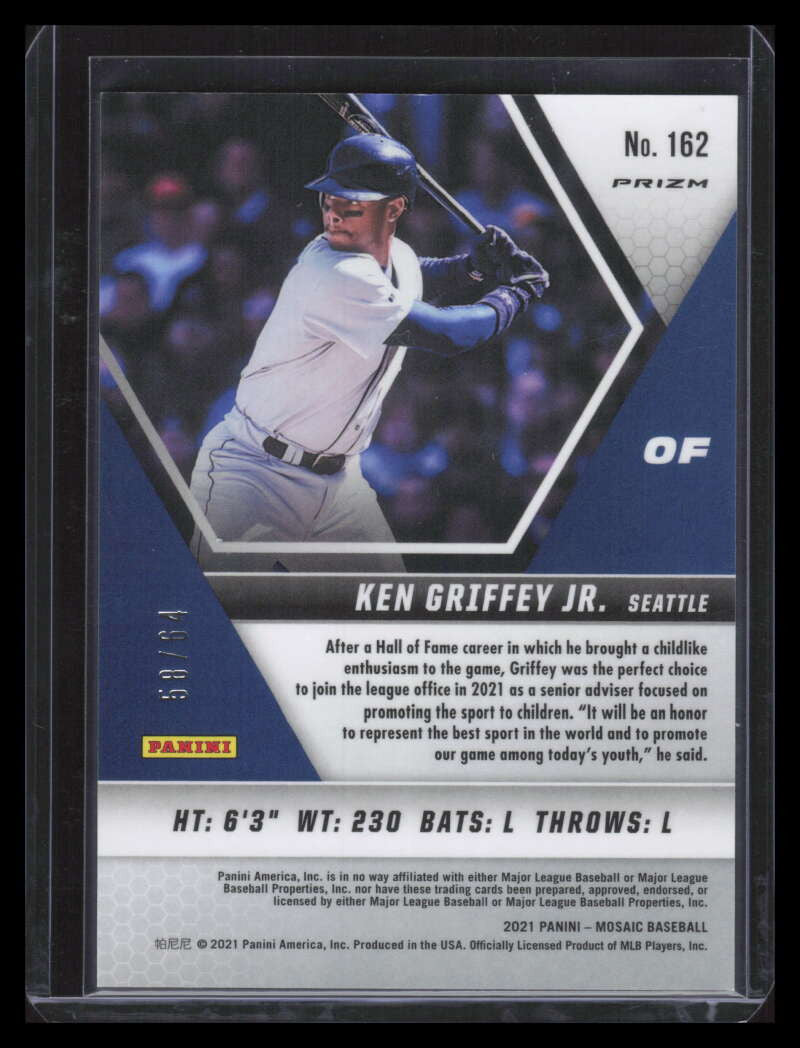 2021 Panini Mosaic Choice Fusion Red Yellow Refractor 162 Ken Griffey Jr. 58/64