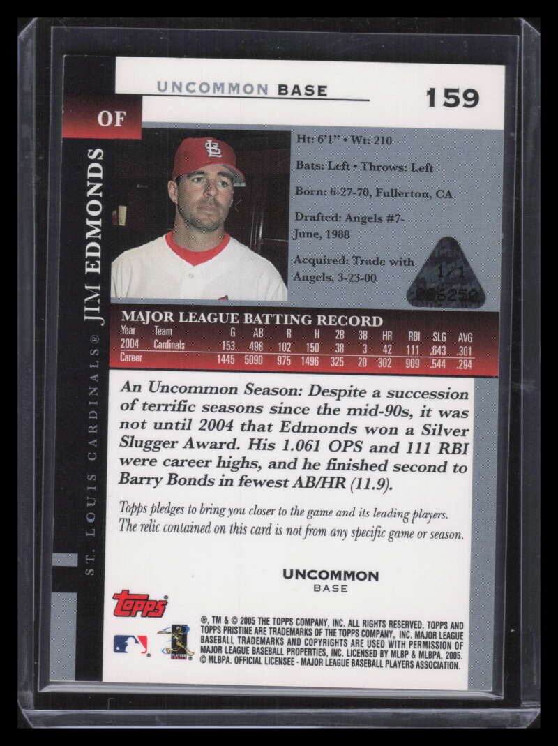 2005 Topps Pristine Printing Plate Magenta 159 Jim Edmonds 1/1