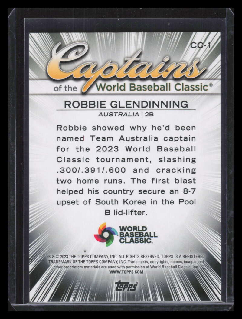 2023 Topps World Captains of Classic Orange Cracked Ice Robbie Glendinning 5/25