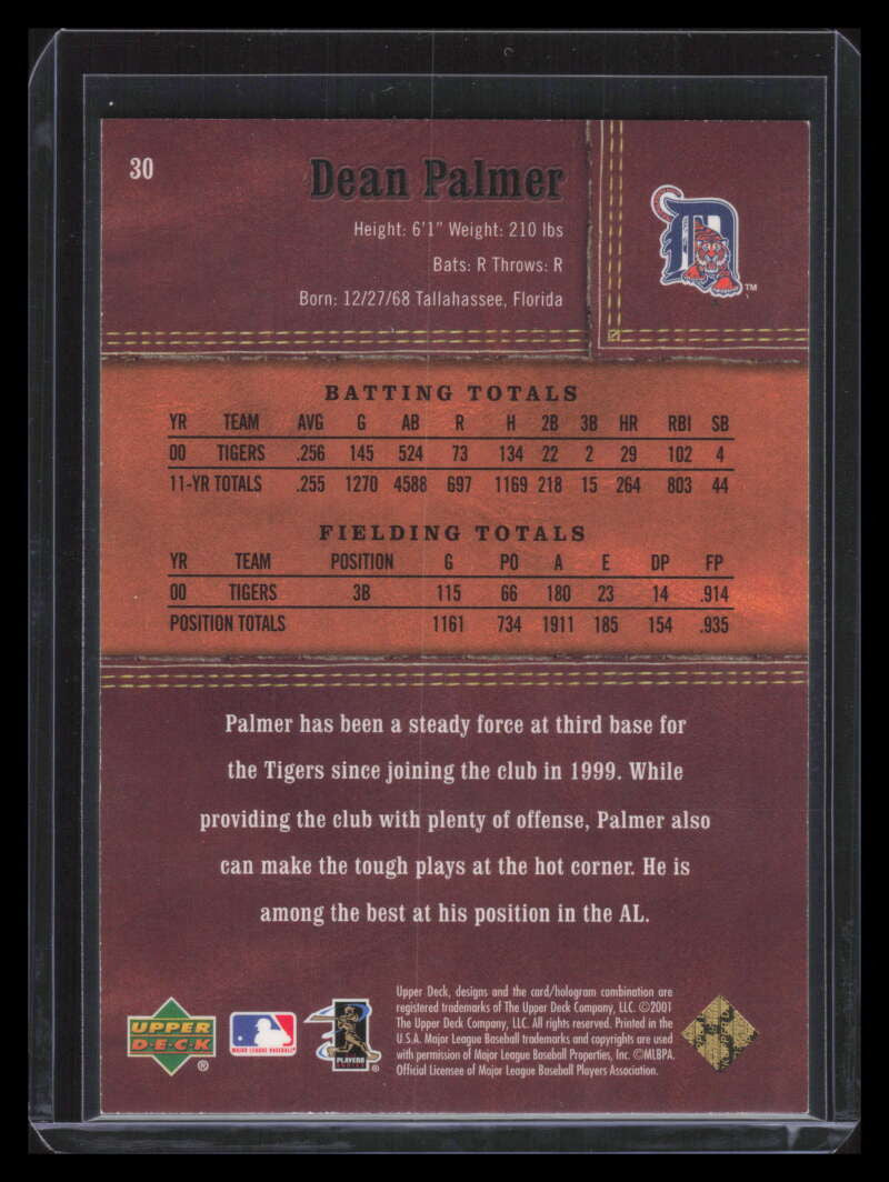 2001 Upper Deck Gold Glove Finite 30 Dean Palmer 19/25
