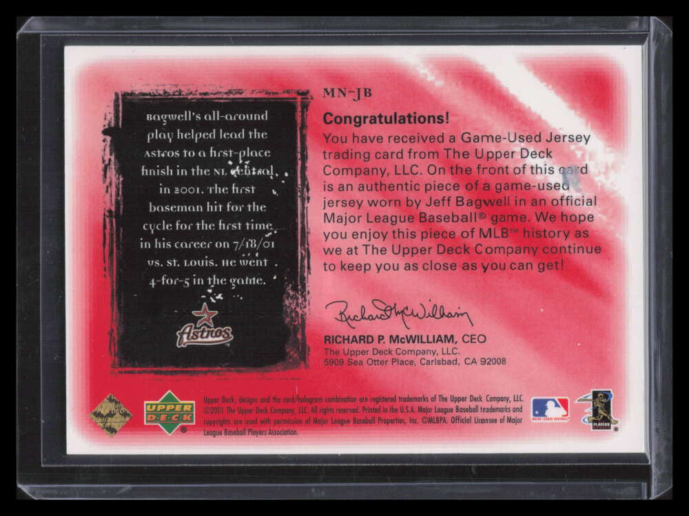2001 Ultimate Collection Magic Numbers Red Jeff Bagwell Jersey 20/30 DAMAGED