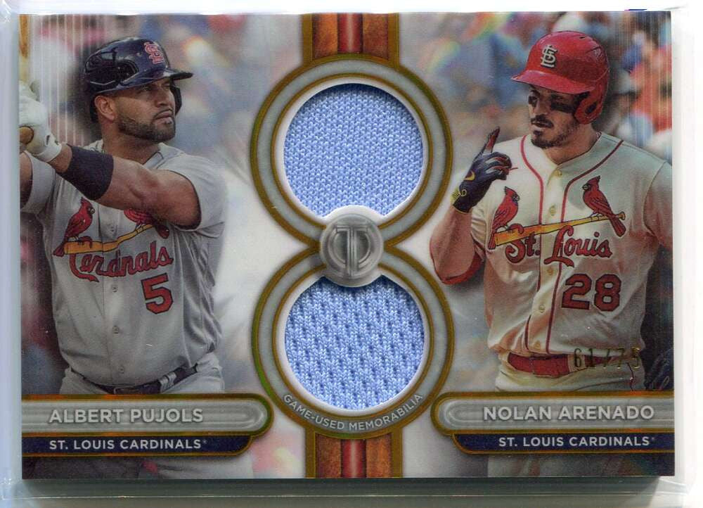 SOLD 150459 2024 Topps Tribute Relics Gold Nolan Arenado Albert Pujols Dual Jersey 61/75