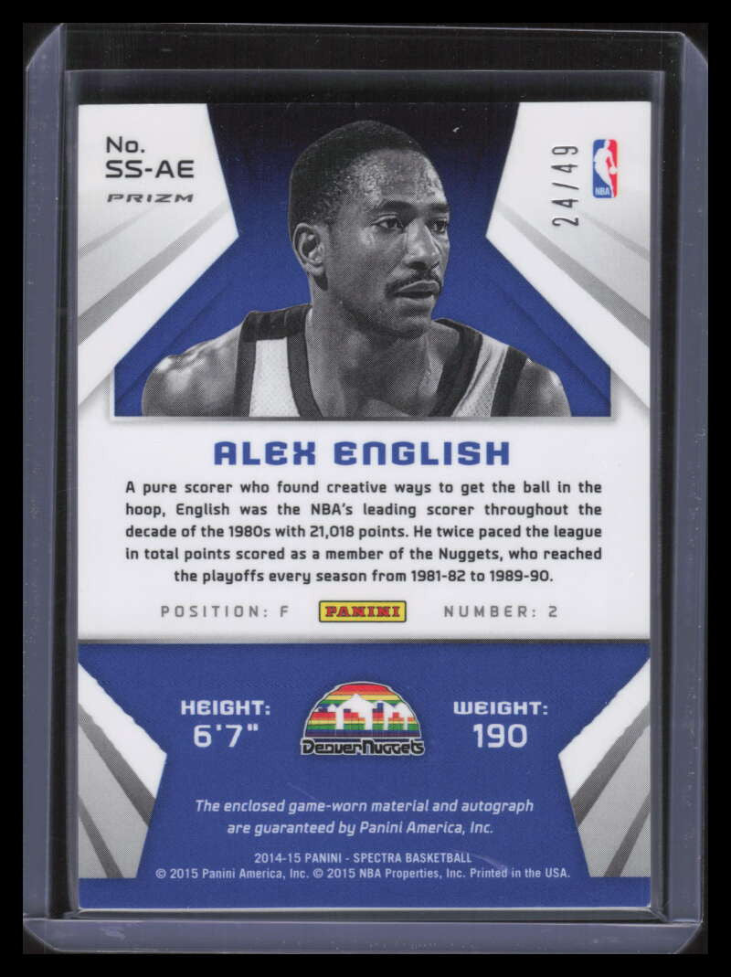 2014-15 Panini Spectra Spectacular Signature SSAE Alex English Jersey Auto 24/49