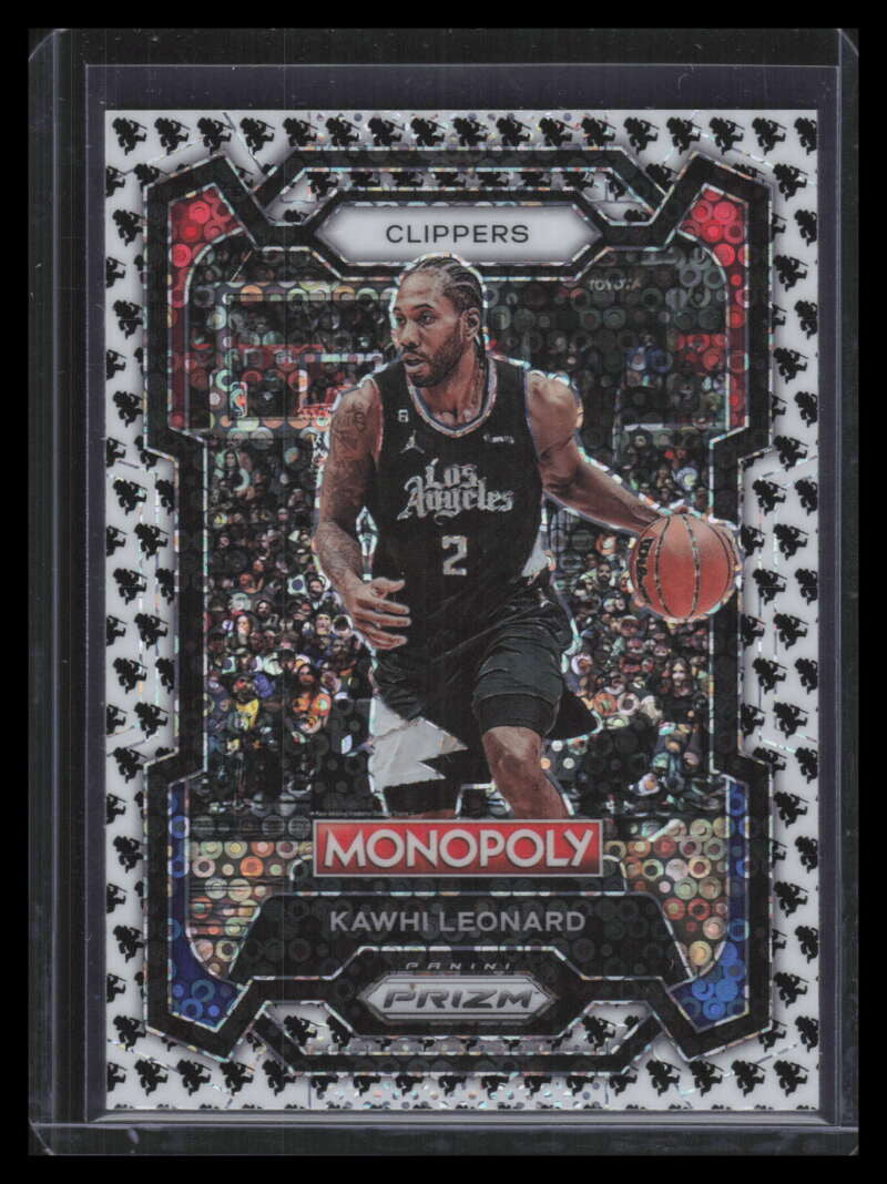2023-24 Panini Prizm Monopoly Man Black and White Refractor 37 Kawhi Leonard
