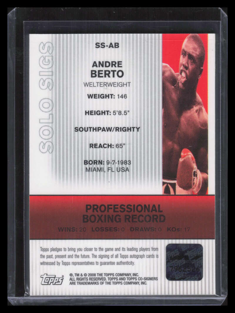 2008 Topps Co-Signers Solo Sigs AB Andre Berto Auto