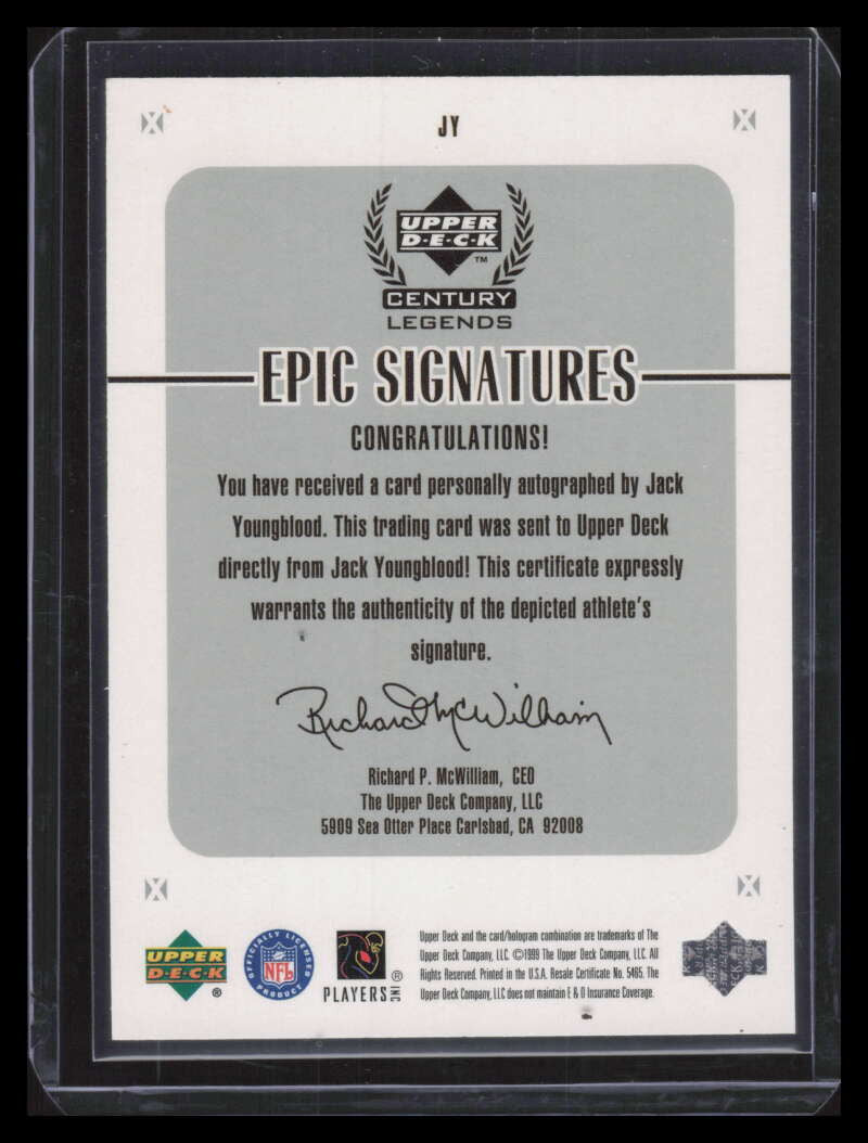 1999 Upper Deck Century Legends Epic Signatures JY Jack Youngblood Auto