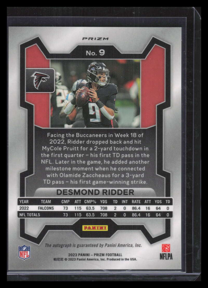 2023 Panini Prizm Autographs Prizms Silver 9 Desmond Ridder Auto