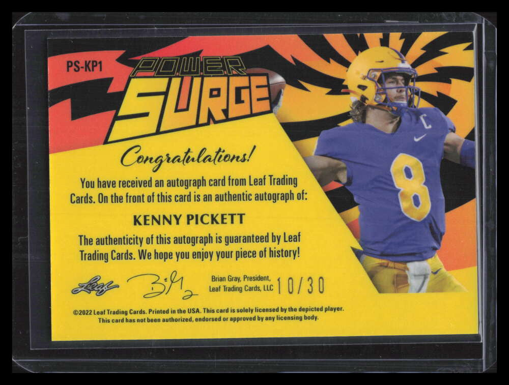 2022 Leaf Pro Set Metal Power Surge Purple pskp1 Kenny Pickett Rookie Auto 10/30