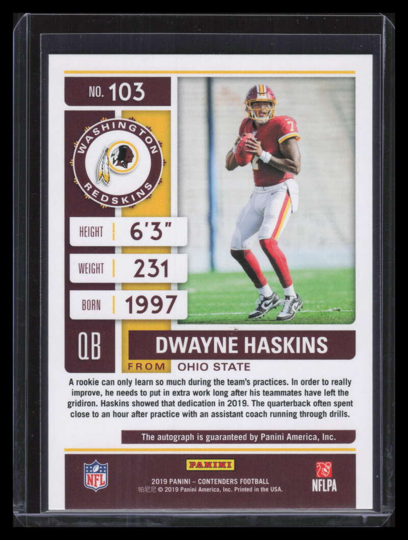 2019 Panini Contenders 103a Dwayne Haskins Rookie Auto