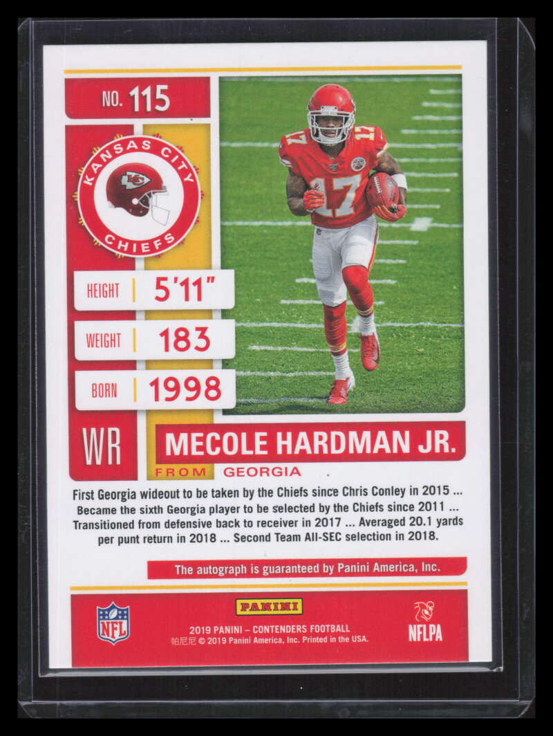2019 Panini Contenders 115b Mecole Hardman Jr. Rookie Auto sp1 /150