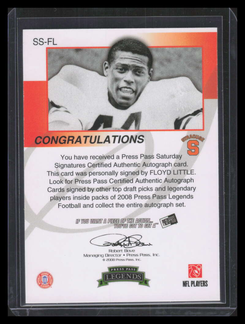 2008 Press Pass Legends Saturday Signatures Red Ink SSFL Floyd Little Auto /72