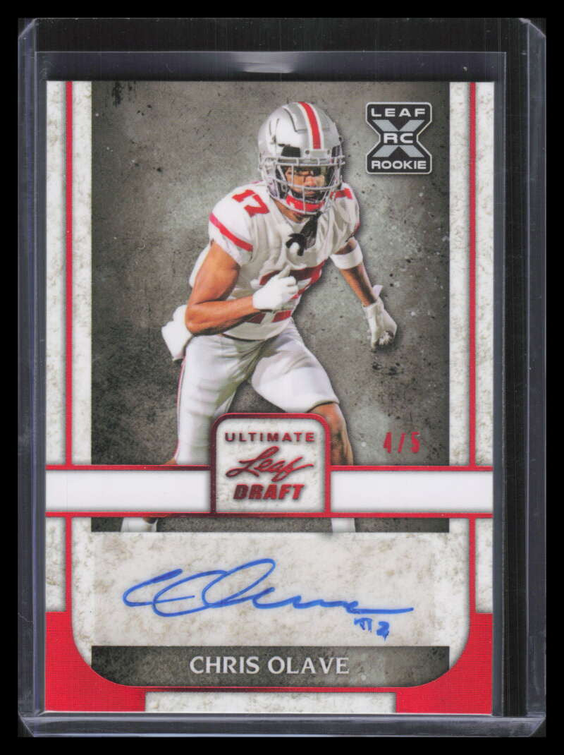 DELETE 150633 2022 Leaf Ultimate Draft Red Spectrum baco2 Chris Olave Rookie Auto 4/5