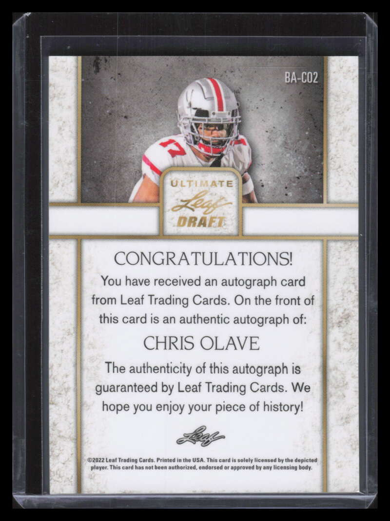 DELETE 150633 2022 Leaf Ultimate Draft Red Spectrum baco2 Chris Olave Rookie Auto 4/5