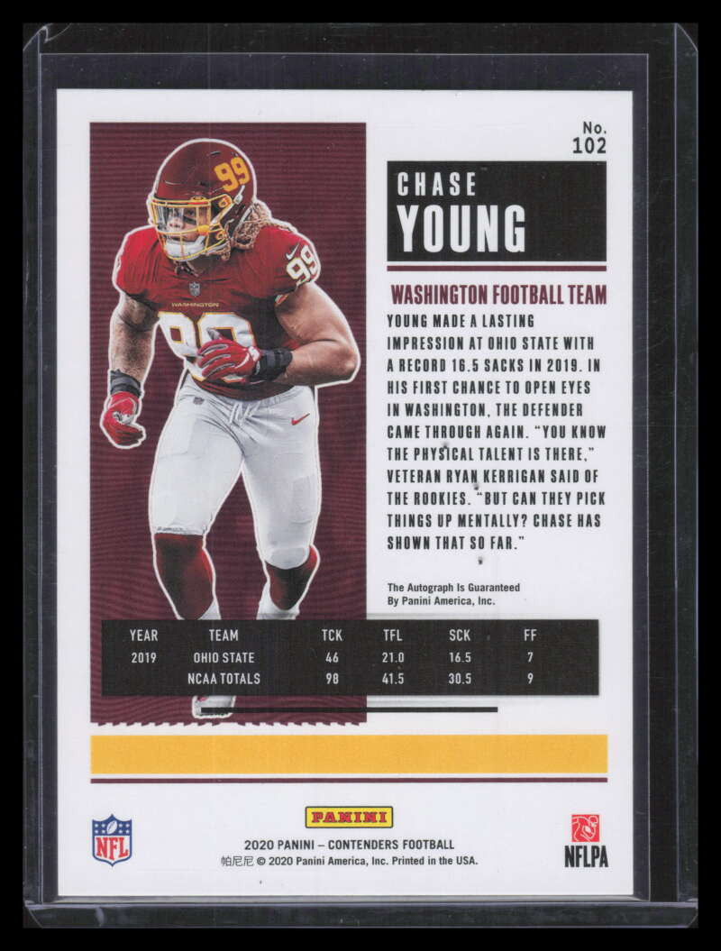 2020 Panini Contenders 102a Chase Young Rookie Auto