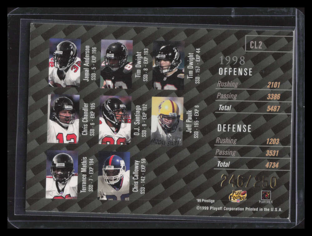 1999 Playoff Prestige SSD Checklists Autographs cl2 Chris Chandler Auto 246/250