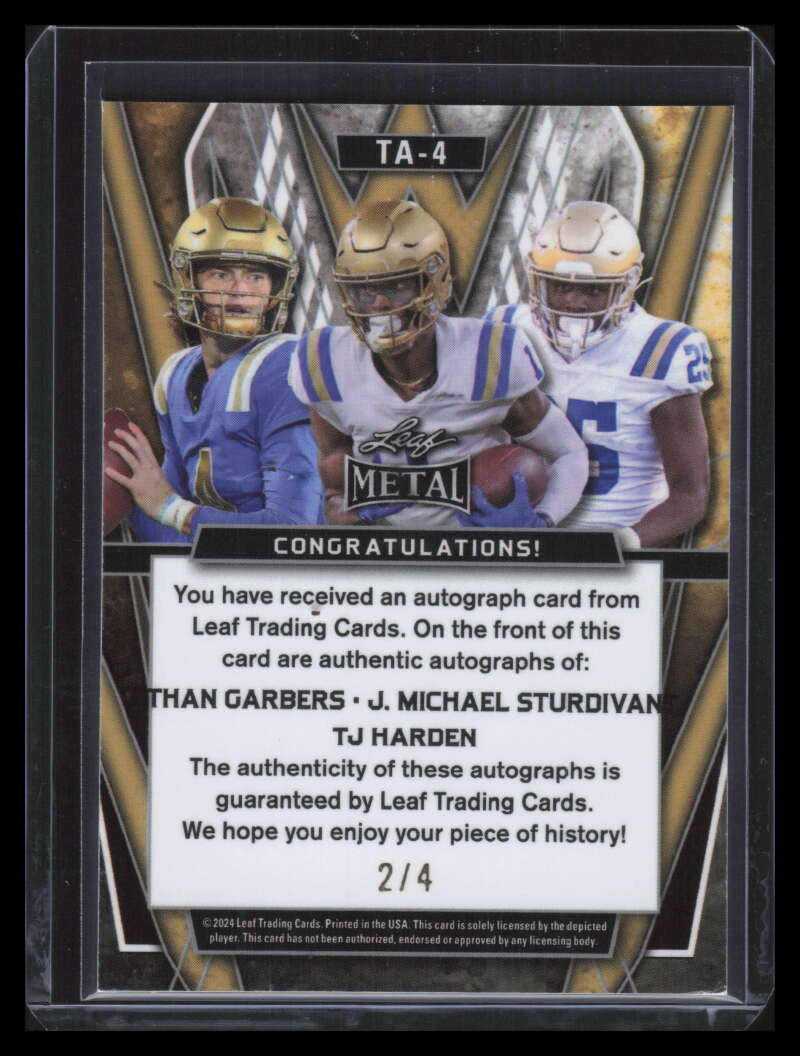 DELETE 150719 2024 Leaf Metal Autograph Water Harden Sturdivant Garbers Rookie Triple Auto 2/4