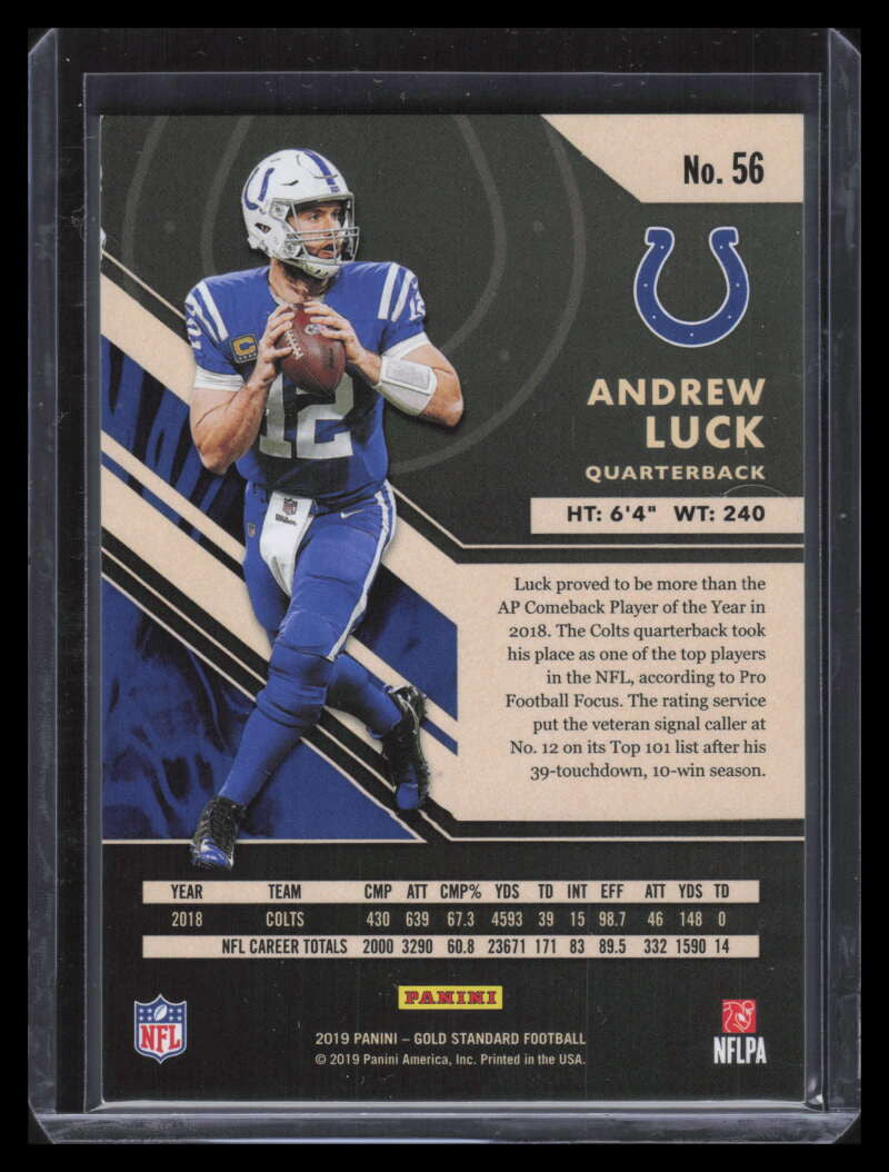 2019 Panini Gold Standard Emerald 56 Andrew Luck 9/10