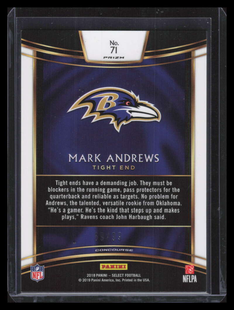 2018 Select Prizm Maroon Refractor 71 Mark Andrews Rookie 69/99 Concourse