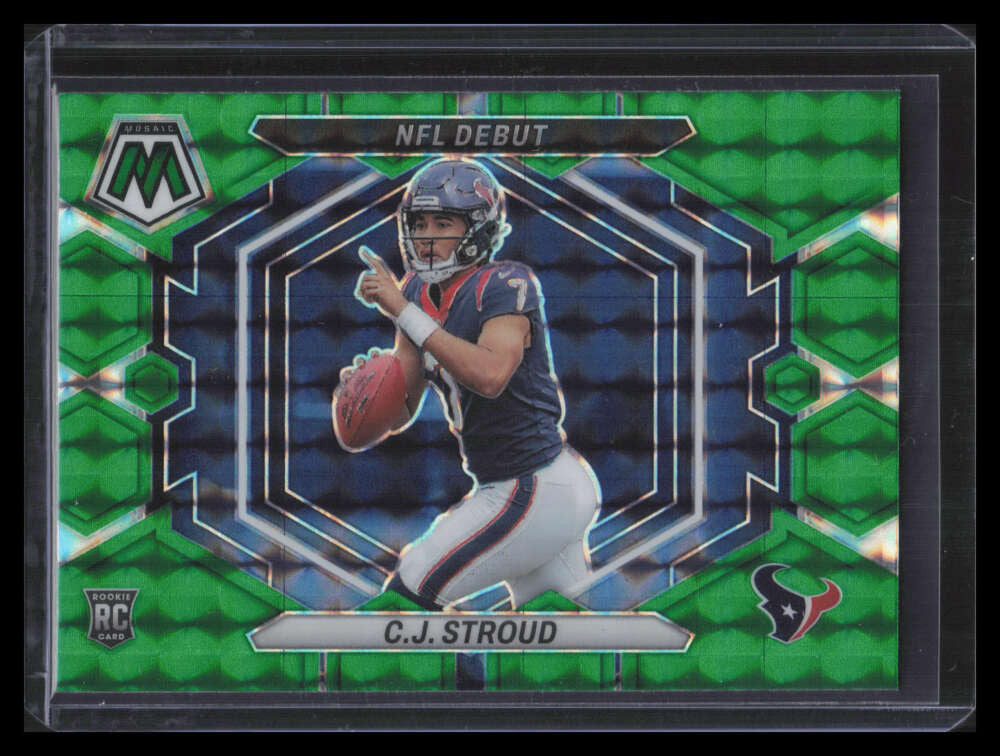 2023 Panini Mosaic NFL Debut Mosaic Green Refractor 3 C. J. Stroud Rookie