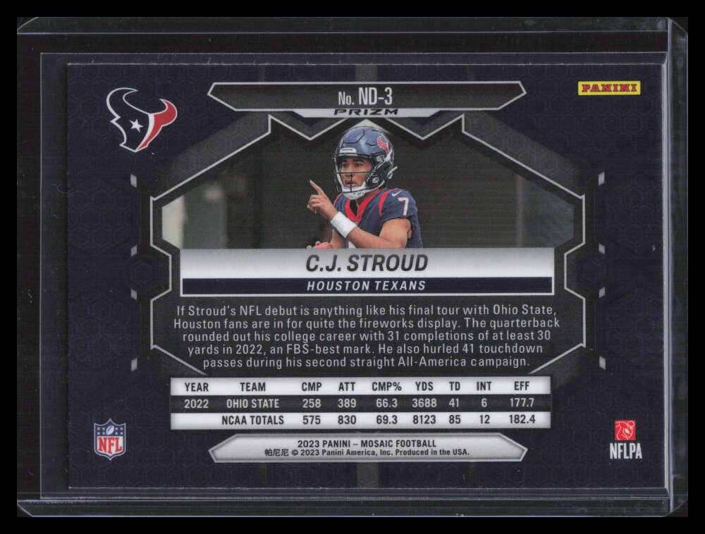 2023 Panini Mosaic NFL Debut Mosaic Green Refractor 3 C. J. Stroud Rookie