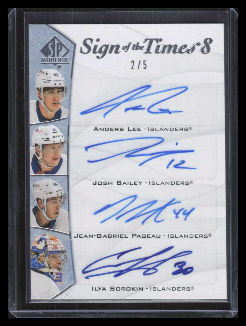 2021-22 SP Authentic Sign of the Times Eights Parise Bailey Lee Sorokin Auto 2/5