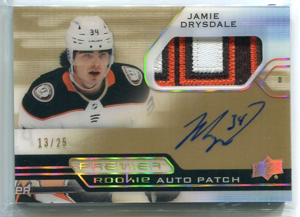 2021-22 UD Premier Acetate Autographs Jamie Drysdale Rookie Patch Auto 13/25
