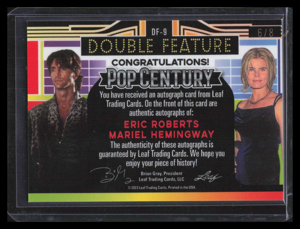 2023 Pop Century Double Feature Autographs Eric Roberts Hemingway Dual Auto 6/8