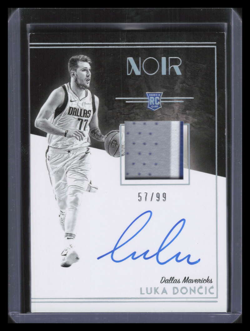 2018-19 Panini Noir 303 Luka Doncic BW Rookie Patch Auto 57/99 Black and White