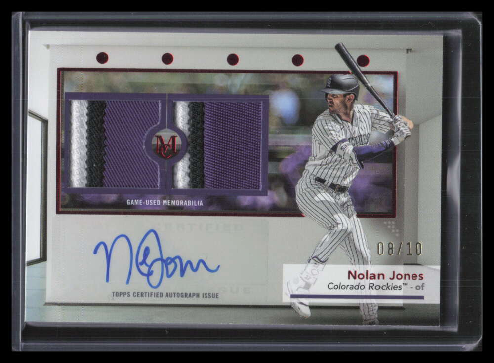 2024 Topps Museum Signature Swatches Autographs Nolan Jones Dual Patch Auto 8/10
