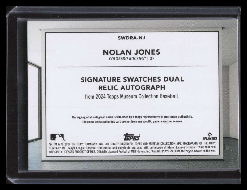 2024 Topps Museum Signature Swatches Autographs Nolan Jones Dual Patch Auto 8/10