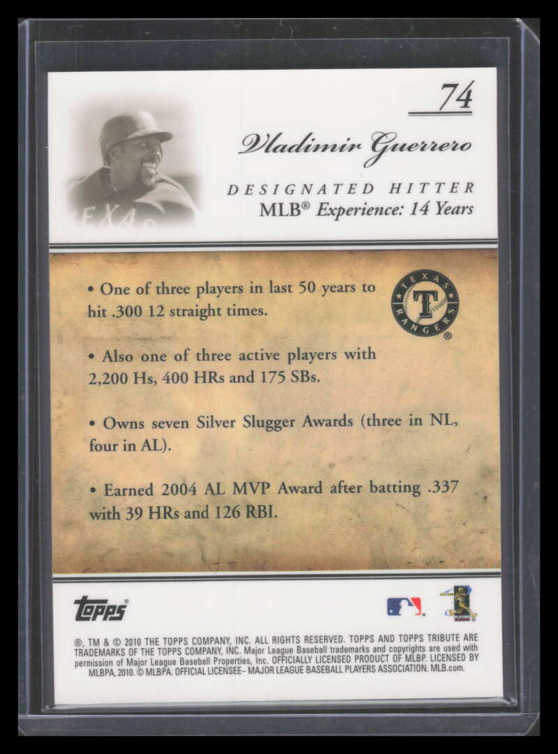 DELETE 151116 2010 Topps Tribute Black 74 Vladimir Guerrero 59/99