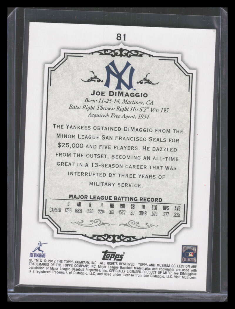 2012 Topps Museum Collection Copper 81 Joe DiMaggio 35/299
