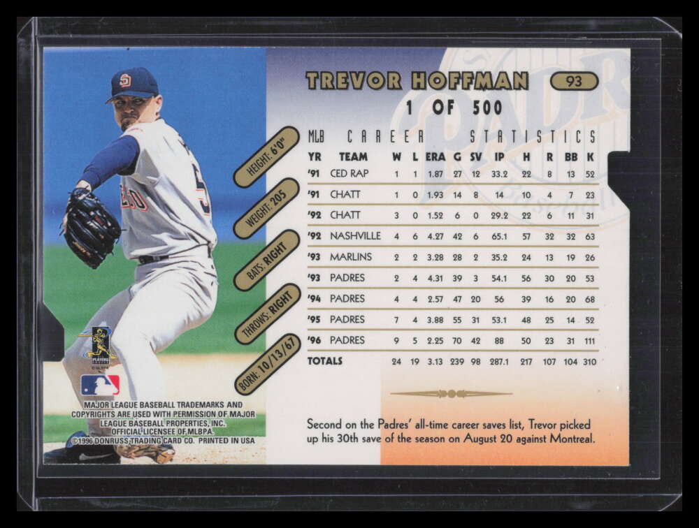 1997 Donruss Gold Press Proofs 93 Trevor Hoffman /500 140011