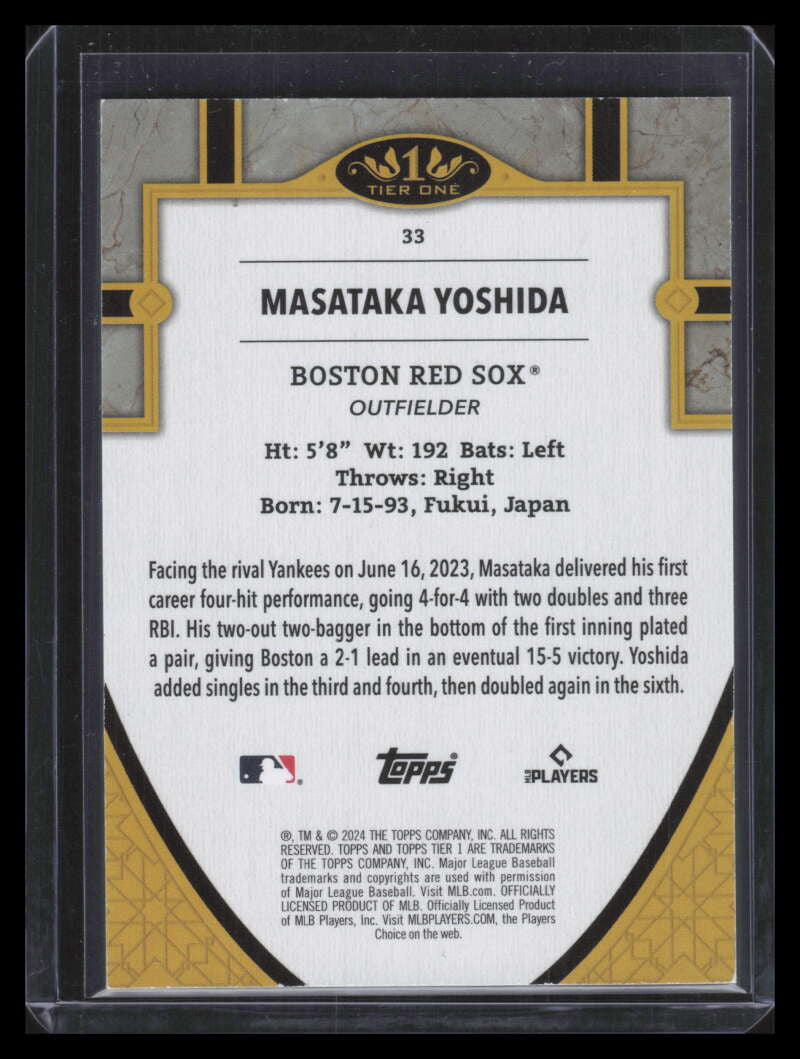 2024 Topps Tier One Blue Foil 33 Masataka Yoshida 16/50
