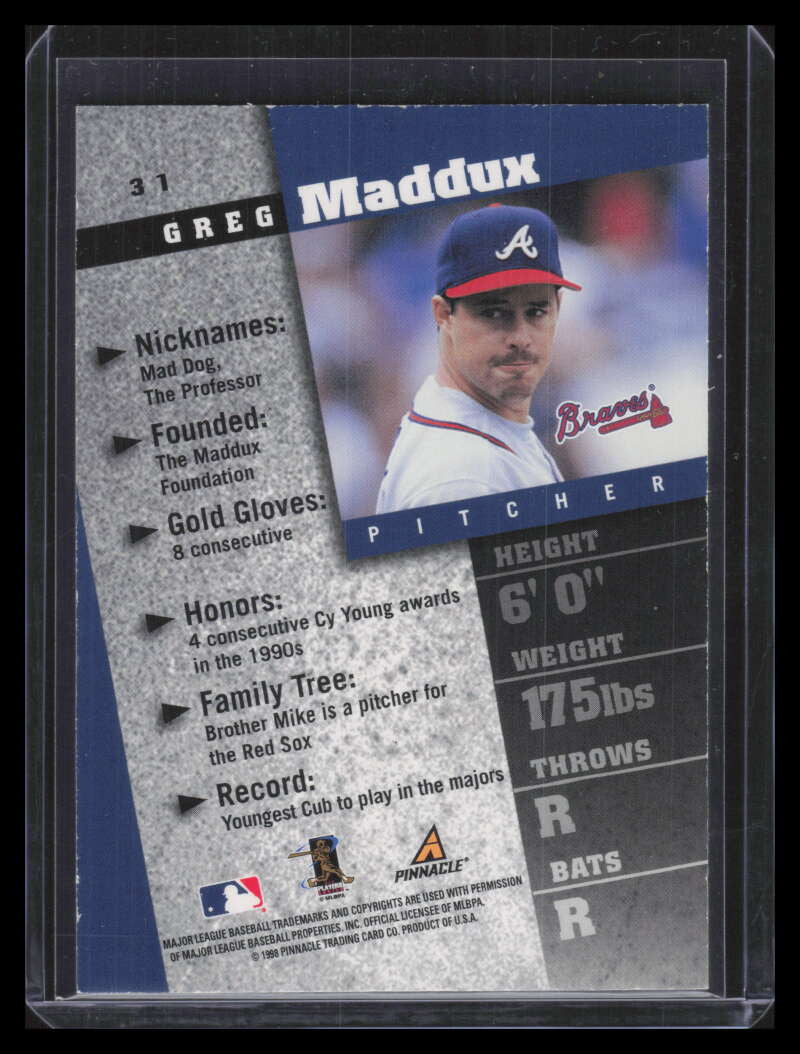 1998 Pinnacle Inside Club Edition 31 Greg Maddux 140015