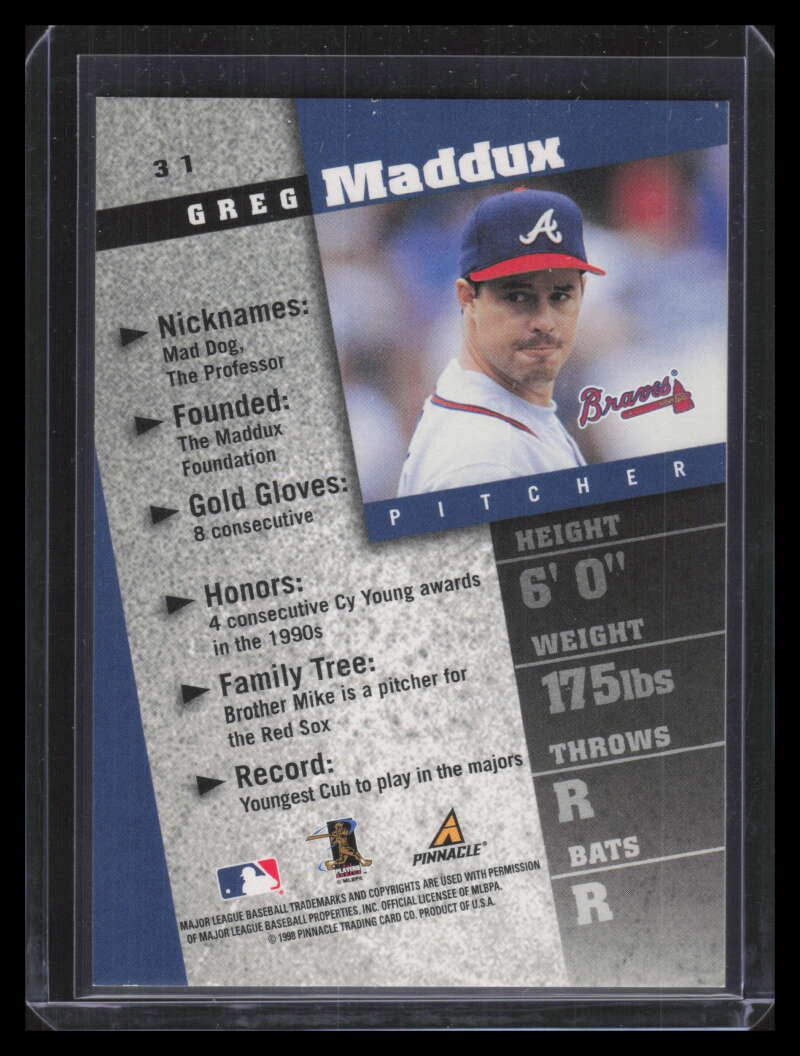 1998 Pinnacle Inside Club Edition 31 Greg Maddux 140016