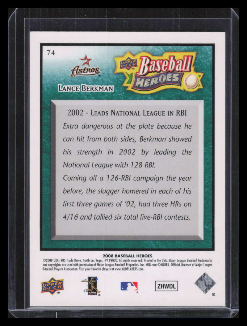 2008 Upper Deck Heroes Sea Green 74 Lance Berkman 87/99