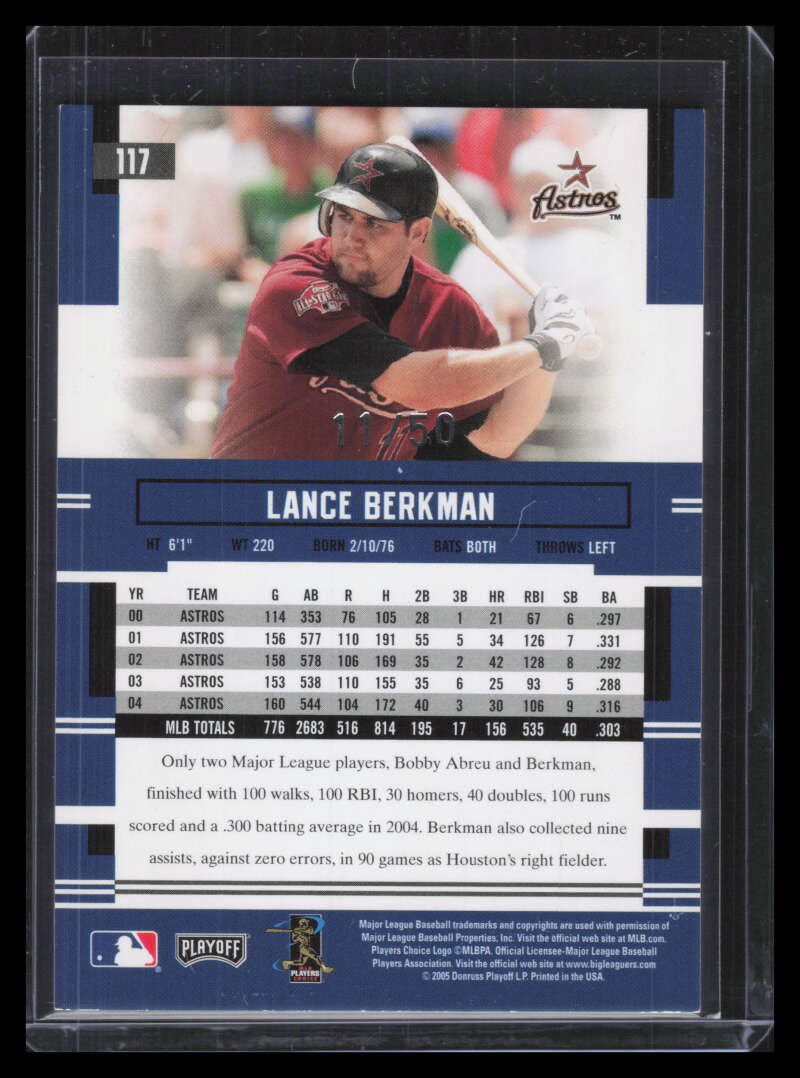 2005 Playoff Prestige Xtra Bases Green 117 Lance Berkman 11/50