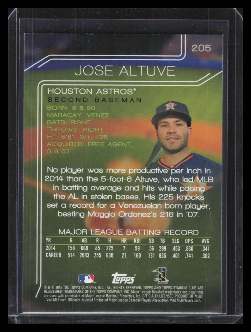2015 Stadium Club Black 205 Jose Altuve /201