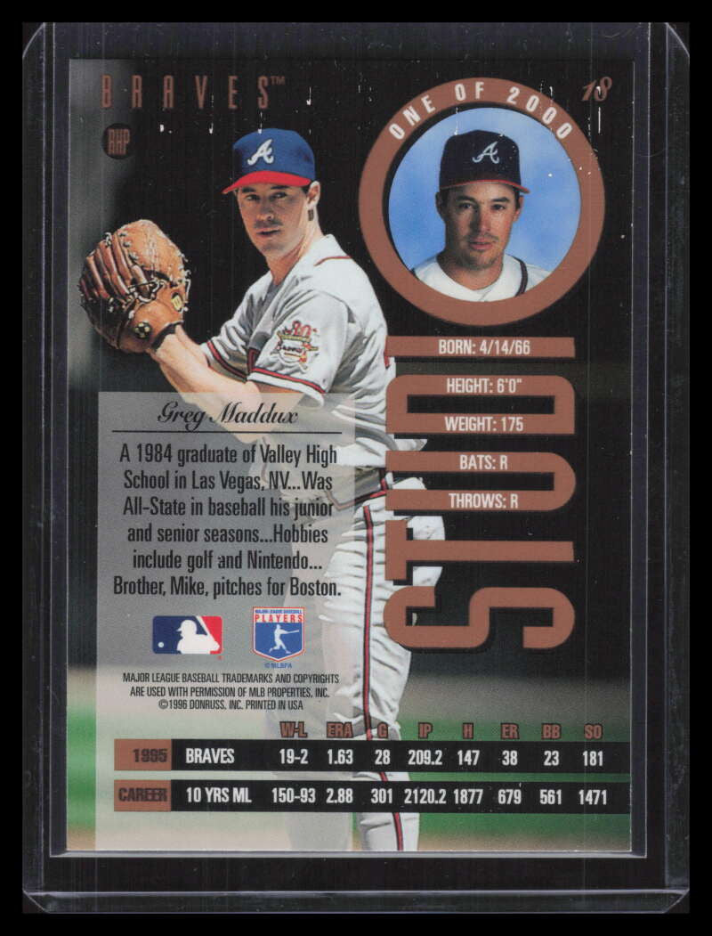 1996 Studio Bronze Press Proofs 18 Greg Maddux /2000
